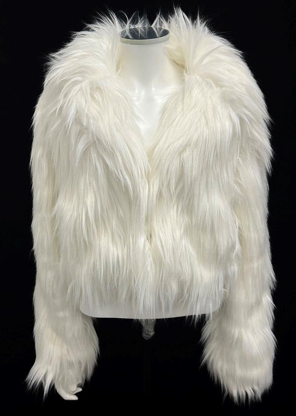 ZARA WHITE SHAGGY FAUX MONGOLIAN YETI FUR JACKET CARDIGAN LAPEL