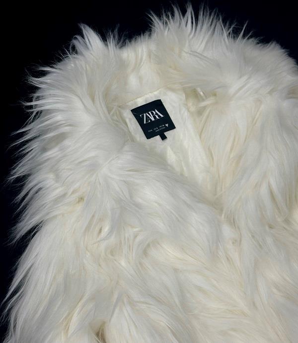 ZARA WHITE SHAGGY FAUX MONGOLIAN YETI FUR JACKET CARDIGAN LAPEL