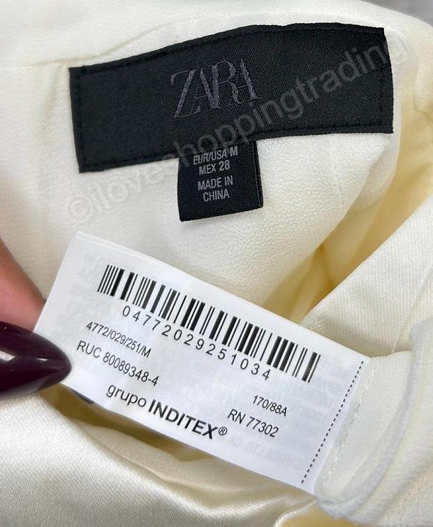ZARA OYSTER WHITE V-NECK STRAPPY BOW DETAIL SATIN ZIP UP