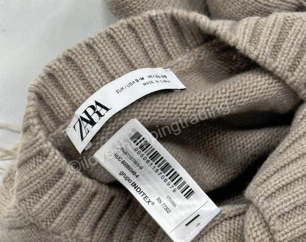 ZARA GREY-BROWN 100% WOOL OVERSIZED V-NECK RIBBED SWEATER JUMPER