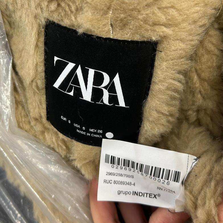ZARA DOUBLE-FACED BIKER JACKET FAUX LEATHER SHEARLING FUR CUFF