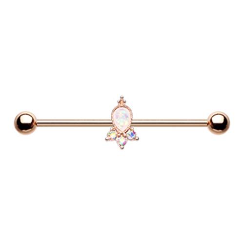 Rose Gold Her Eminence Industrial Barbell Silver Sexy Beautiful Gem White AB CZ