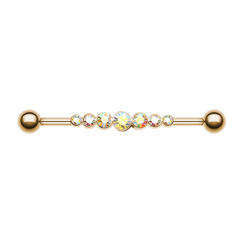 Industrial Barbell Knorpel Piercing Rosegold schillernd AB klar Edelstein Schmuck - Bild 3 von 3