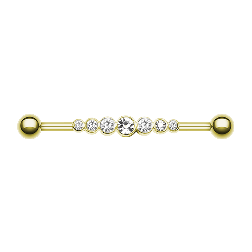 Industrial Barbell Knorpel Piercing Rosegold schillernd AB klar Edelstein Schmuck - Bild 2 von 3