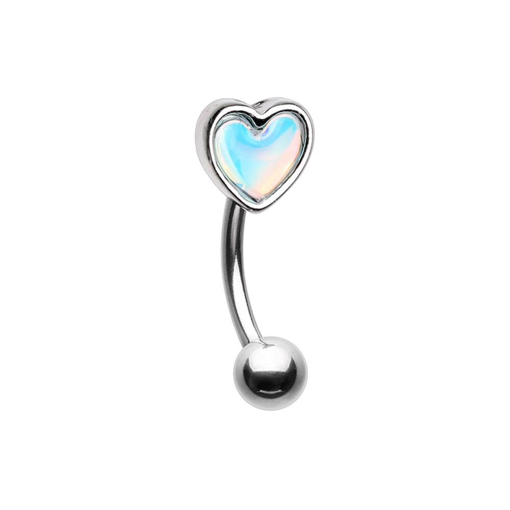 Herz Leucht Mondstein geschwungen Barbell Augenbrauen Ring Gold Silber Liebe sexy - Bild 2 von 3
