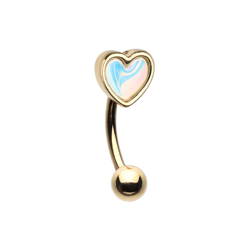 Herz Leucht Mondstein geschwungen Barbell Augenbrauen Ring Gold Silber Liebe sexy - Bild 3 von 3