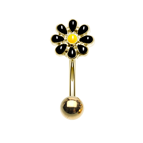 Anillo para cejas con barra curva margarita dorada plata negro amarillo blanco flor - Imagen 7 de 7