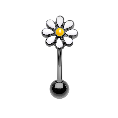 Anillo para cejas con barra curva margarita dorada plata negro amarillo blanco flor - Imagen 3 de 7