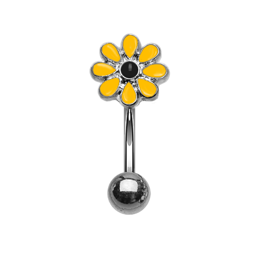 Anillo para cejas con barra curva margarita dorada plata negro amarillo blanco flor - Imagen 5 de 7