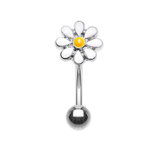 Anillo para cejas con barra curva margarita dorada plata negro amarillo blanco flor - Imagen 6 de 7