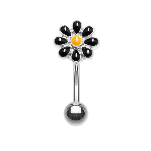 Anillo para cejas con barra curva margarita dorada plata negro amarillo blanco flor - Imagen 2 de 7