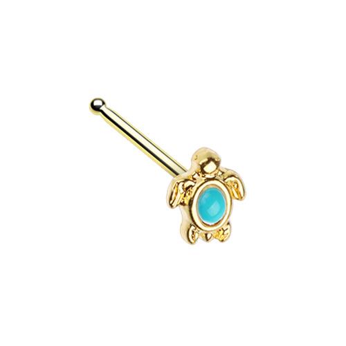 Turquoise Sea Turtle Nose Bone Stud Gold Reptile Shell Silver Jewelry Animal - Picture 3 of 3