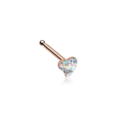 Herz Glitzer Sparkle Nasenknochen Ohrstecker Ring Rosegold Silber Aurora Borealis Edelstein - Bild 4 von 4