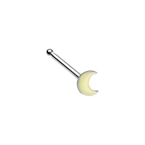Illuminating Glow in the Dark Moon Nose Bone Stud Ring Blue Green Yellow Pink - Picture 2 of 5