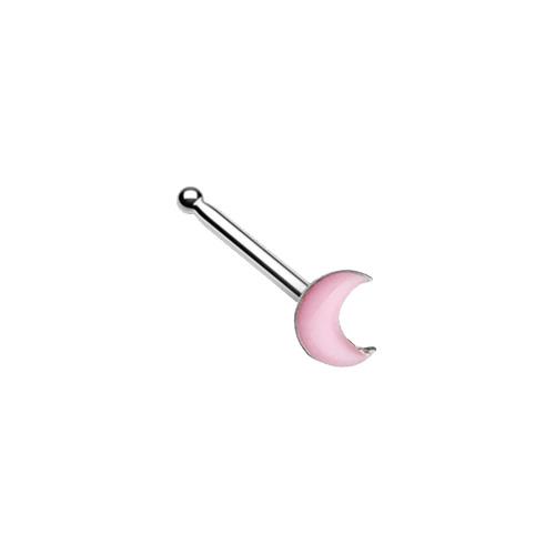 Illuminating Glow in the Dark Moon Nose Bone Stud Ring Blue Green Yellow Pink - Picture 3 of 5