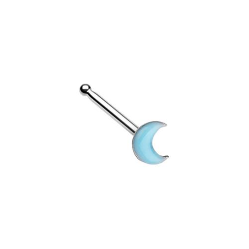 Illuminating Glow in the Dark Moon Nose Bone Stud Ring Blue Green Yellow Pink - Picture 5 of 5