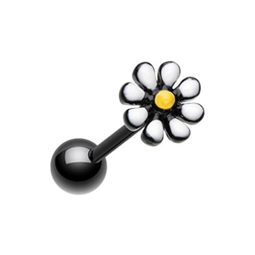 Margarita Flor Barra Anillo de lengua Plata Blanco Amarillo Negro Hoja de oro 14g Nature - Imagen 3 de 4