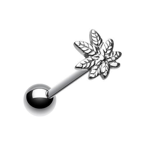 Anillo Lengua con Barra de Acero con Tapa de Cannabis para Marihuana 14 g Verde Negro Plata - Imagen 4 de 4
