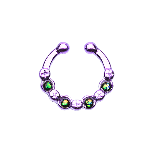 Fake Septum Ring Rose Gold Silver Black Opal Clear Pink Purple Nose Jewelry Sexy - Picture 9 of 9