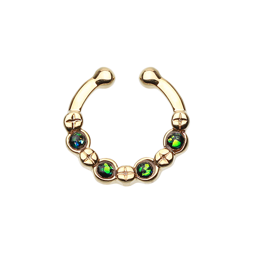 Fake Septum Ring Rose Gold Silver Black Opal Clear Pink Purple Nose Jewelry Sexy - Picture 7 of 9