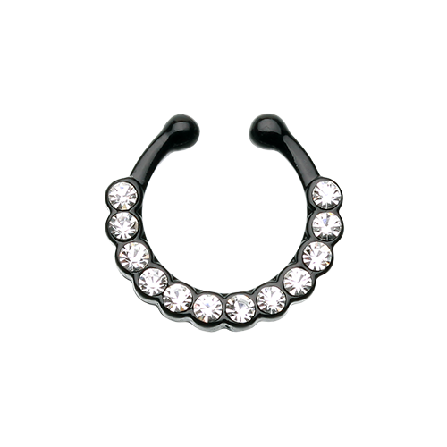 Fake Septum Ring Rose Gold Silver White Opal Clear Pink Purple Rainbow Teal Nose - Picture 4 of 9