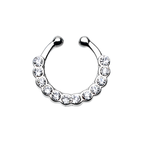 Fake Septum Ring Rose Gold Silver White Opal Clear Pink Purple Rainbow Teal Nose - Picture 2 of 9