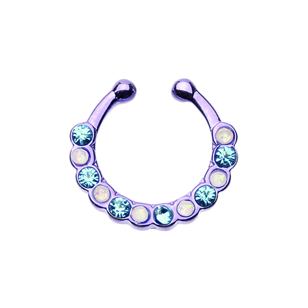 Fake Septum Ring Rose Gold Silver White Opal Clear Pink Purple Rainbow Teal Nose - Picture 9 of 9