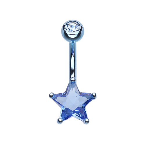 Classic CZ Star Prong Sparkle Belly Ring Clear Pink Red Aqua Black Sexy Cute Gem - Picture 8 of 15