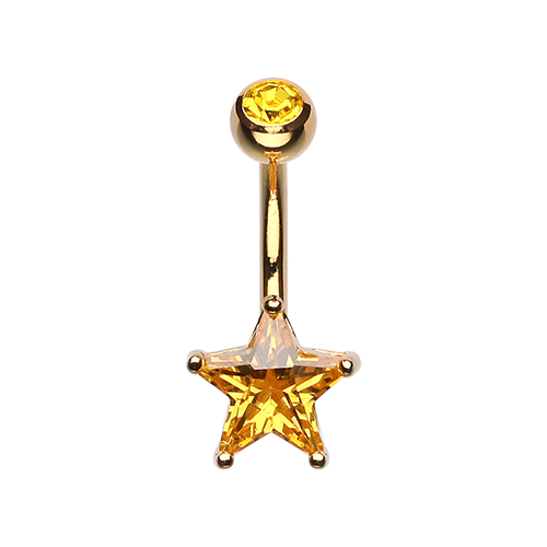 Classic CZ Star Prong Sparkle Belly Ring Clear Pink Red Aqua Black Sexy Cute Gem - Picture 15 of 15