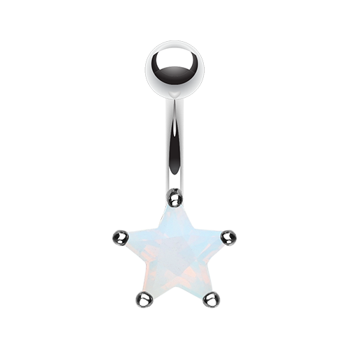 Classic CZ Star Prong Sparkle Belly Ring Clear Pink Red Aqua Black Sexy Cute Gem - Picture 7 of 15