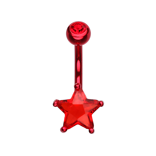 Classic CZ Star Prong Sparkle Belly Ring Clear Pink Red Aqua Black Sexy Cute Gem - Picture 13 of 15