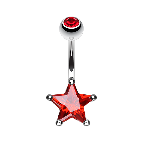Classic CZ Star Prong Sparkle Belly Ring Clear Pink Red Aqua Black Sexy Cute Gem - Picture 6 of 15