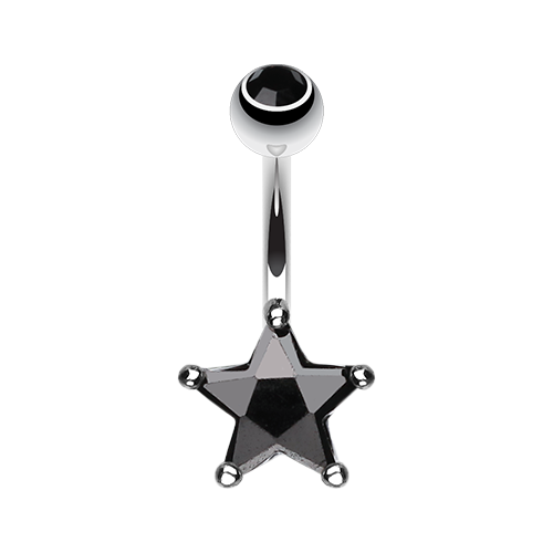Classic CZ Star Prong Sparkle Belly Ring Clear Pink Red Aqua Black Sexy Cute Gem - Picture 3 of 15