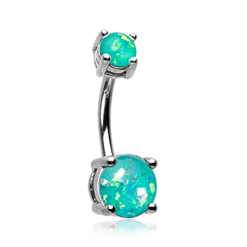 Opal Sparkle Prong Set Belly Ring Black Purple WhiteTeal Pink Sexy Gem Stone - Picture 10 of 13