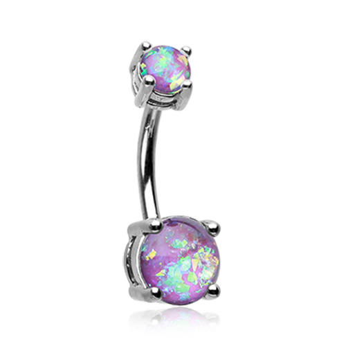 Opal Sparkle Prong Set Belly Ring Black Purple WhiteTeal Pink Sexy Gem Stone - Picture 12 of 13