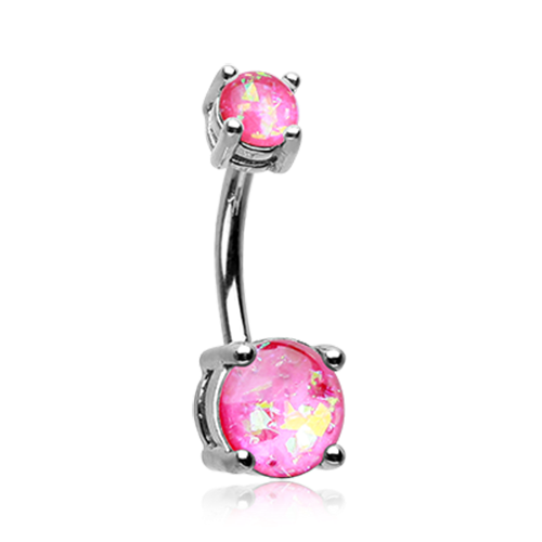 Opal Sparkle Prong Set Belly Ring Black Purple WhiteTeal Pink Sexy Gem Stone - Picture 8 of 13