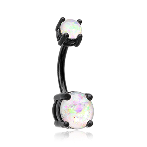 Opal Sparkle Prong Set Belly Ring Black Purple WhiteTeal Pink Sexy Gem Stone - Picture 7 of 13