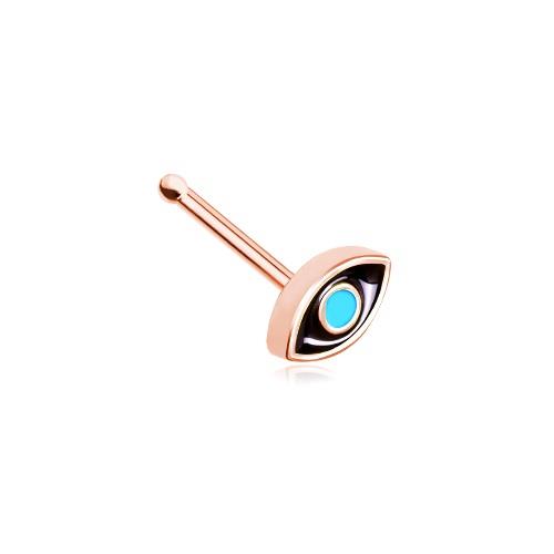 Evil Eye Nasenknochen Ohrstecker Ring Rosegold 20 g 7 mm sexy Körperschmuck schwarz türkis - Bild 3 von 3