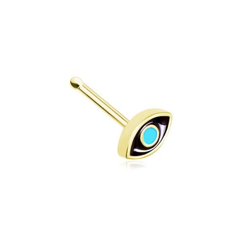 Evil Eye Nasenknochen Ohrstecker Ring Rosegold 20 g 7 mm sexy Körperschmuck schwarz türkis - Bild 2 von 3