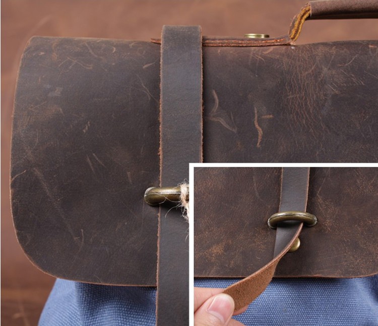 Classic Washed Canvas Genuine Leather Messenger Tote Shoulder bag Crazy ...