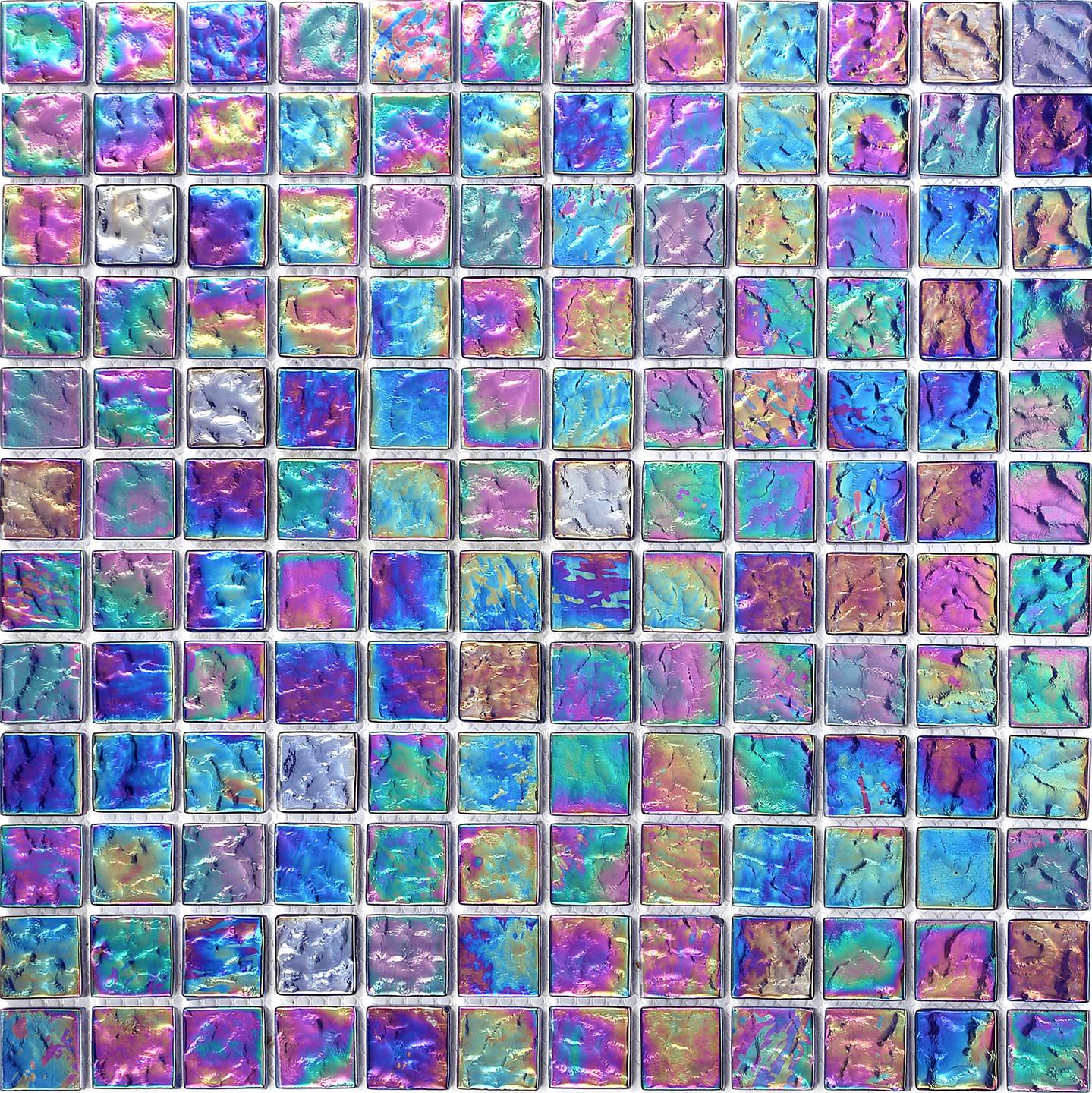 Pearl Iridescent Dark Purple Glass Mosaic Bathroom Wall Tiles Sheets