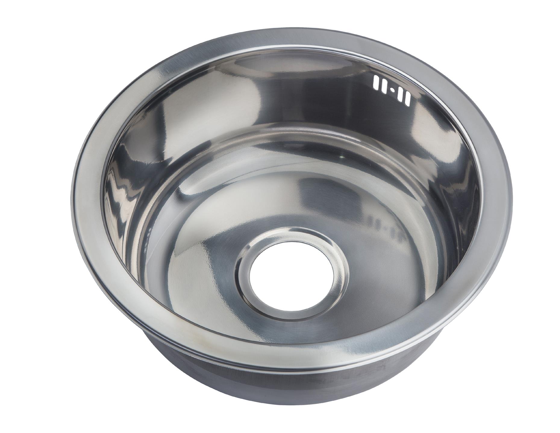 Compact Single Round Bowl Stainless Steel Boat Caravan Inset Kitchen