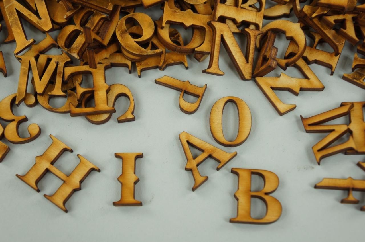 Craft Wooden Letters Digits Adhesive Plain Alphabet 250+ Upper Case