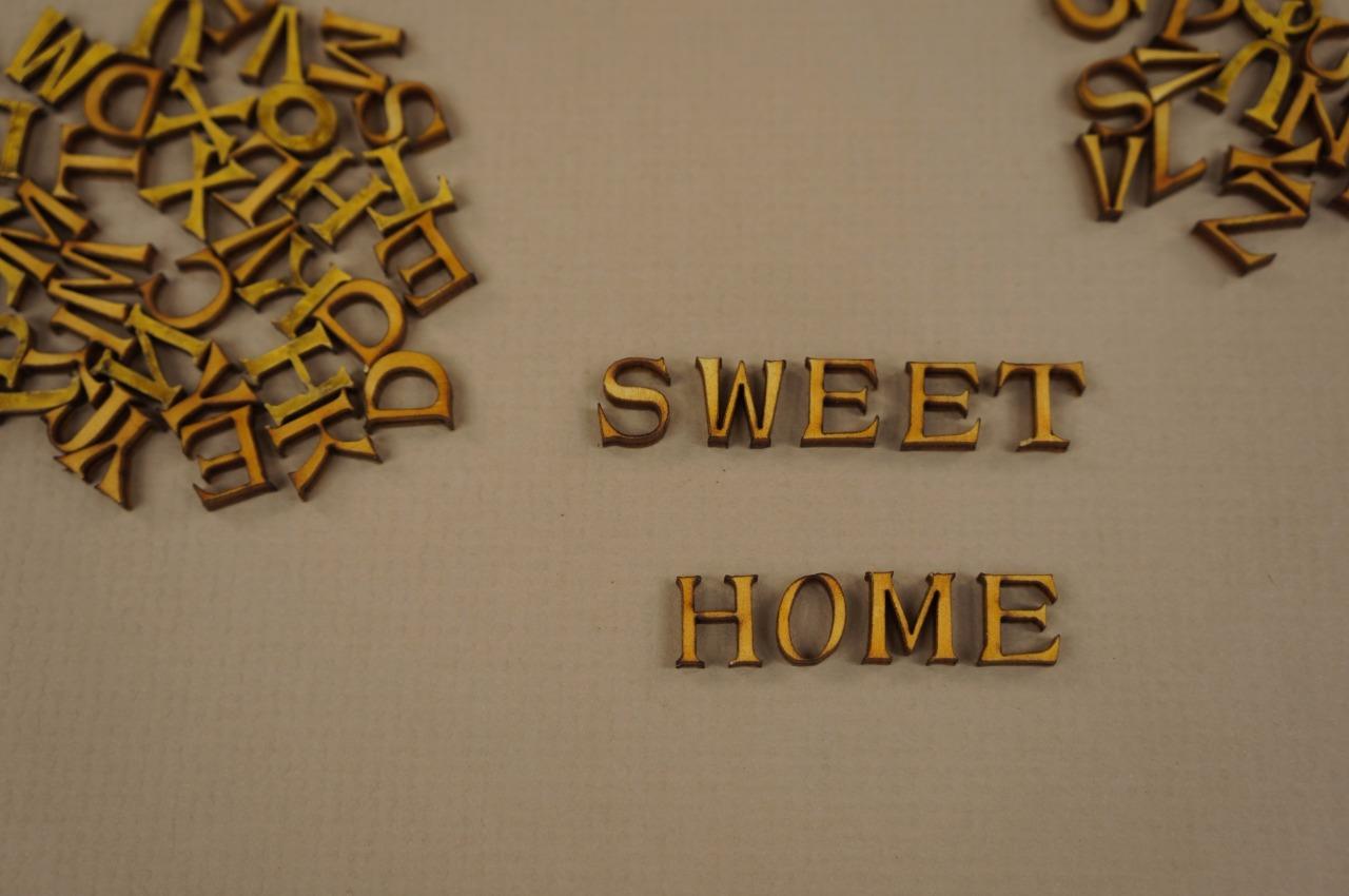 Craft Wooden Letters Digits Adhesive Plain Alphabet 250 Upper Case 2cm