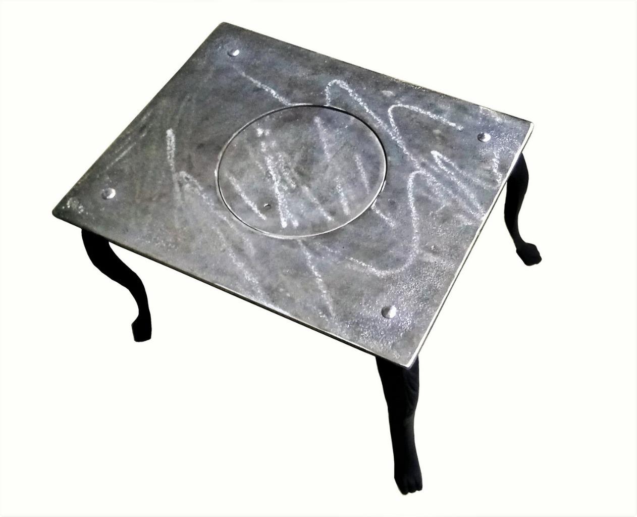 Set Cast Iron Plate BBQ Grill Barbeque Plate Pan Hot Fireplace Plate