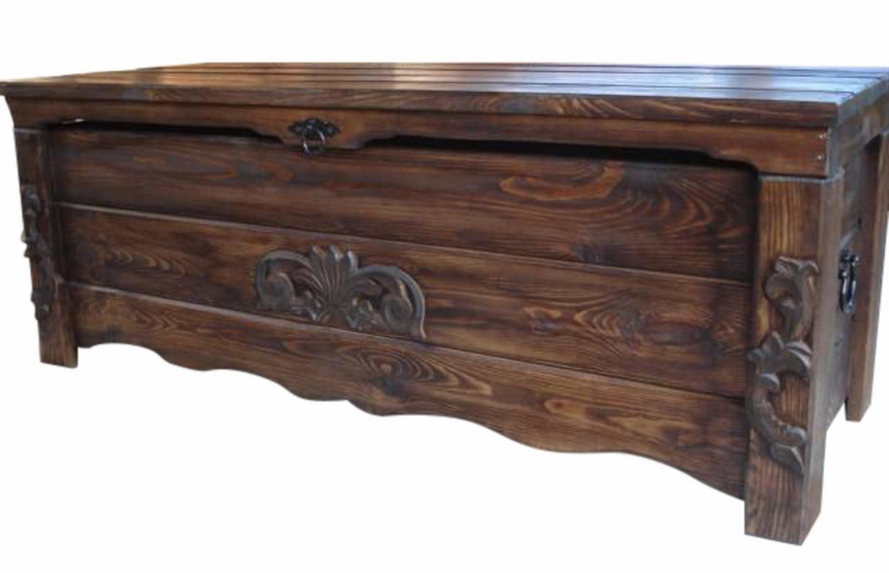 DECOCRAFT Wooden Blanket Box Coffee Table Trunk Vintage Chest Wooden Ottoman MG2