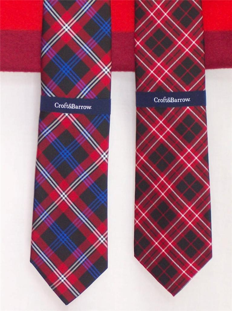 Plaid Silk TIE Red America USA Patriot Neck RWB Croft & Barrow New NWT $32 - Picture 6 of 6