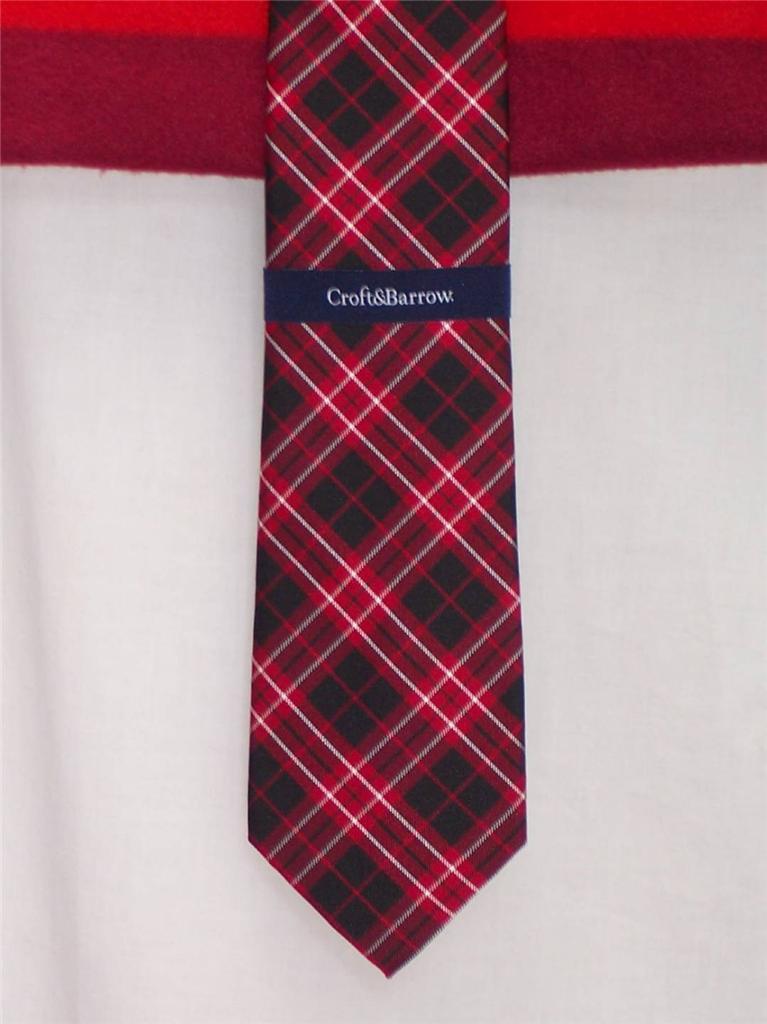 Plaid Silk TIE Red America USA Patriot Neck RWB Croft & Barrow New NWT $32 - Picture 4 of 6