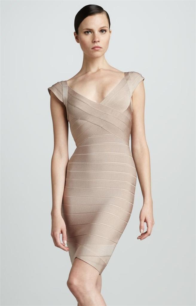 Herve Leger Nannette Bandage Dress Size L Large 8 10 NWT $1350 Dune ...