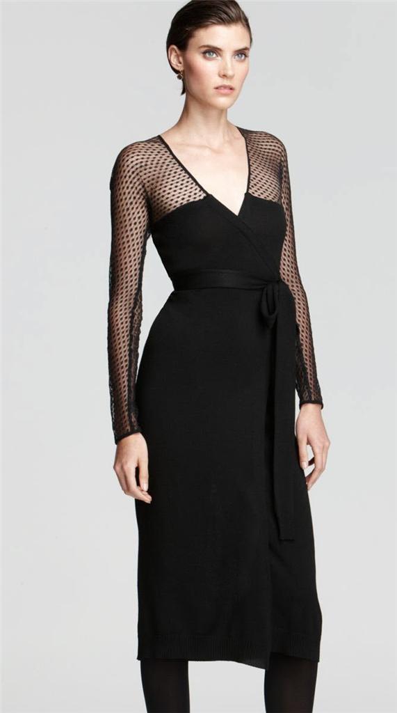 Diane Von Furstenberg Zalda Bis Black Wrap Dress P Petite XS 0 2 4 NWT ...
